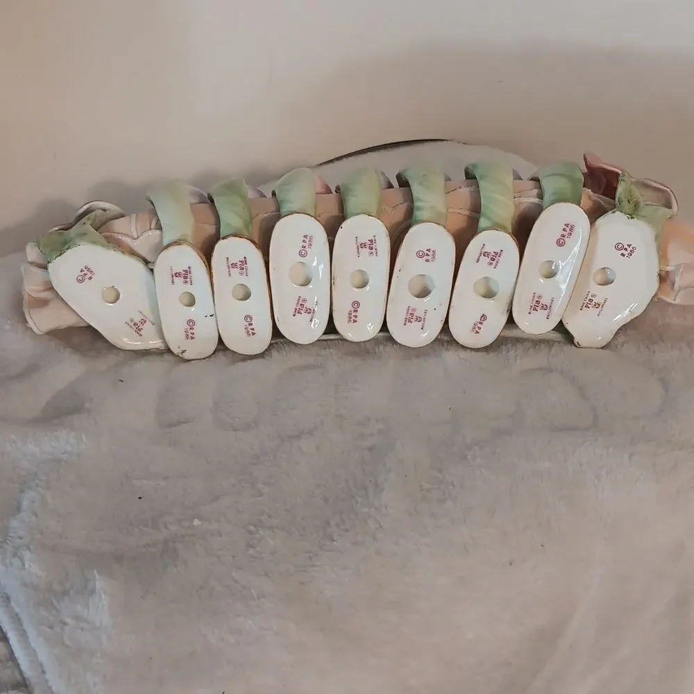 Floral Ceramic Set Of 9 Napkin Holder